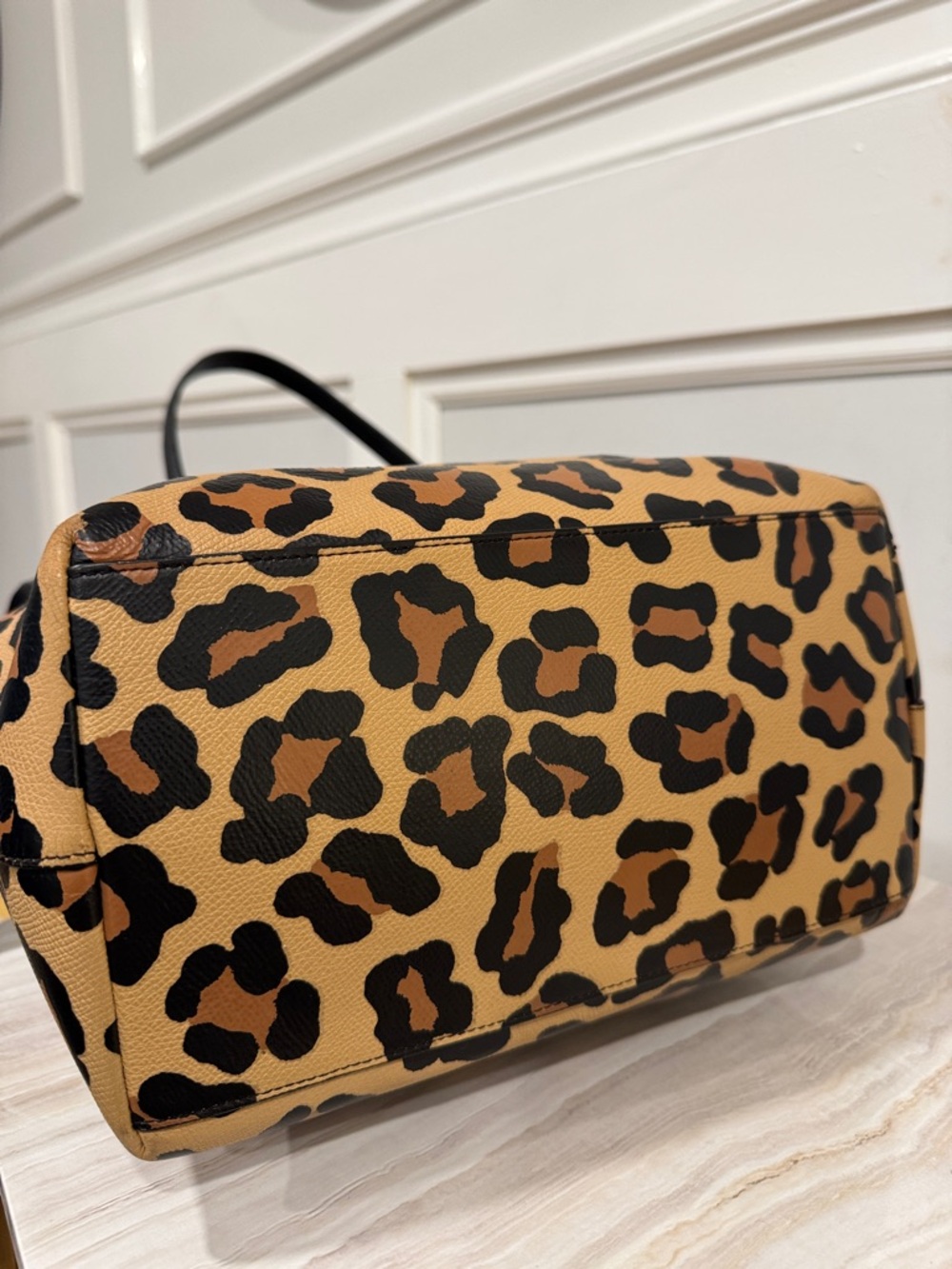Coach Bag Leopard Ocelot Print Car Town Tote with Chain Detail - Picture 10 of 17
